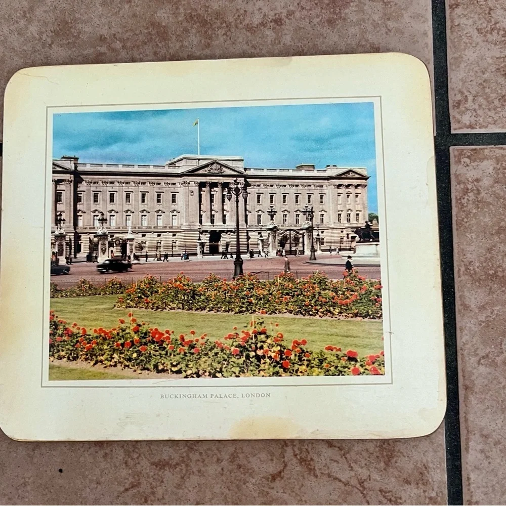 Vintage Coaster Set with Scenic Prints 6.5/7 Inch